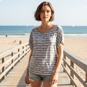 Made in Italy Nautical Striped Top – Coastal Grandmother Aesthetic-size XL